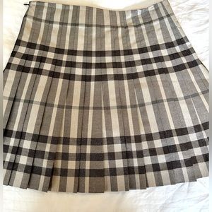 Burberry Pleated A-line Skirt w/ Shimmer Plaid Fabric